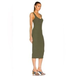 L'AGENCE Ivanna Ribbed Olive Midi Tank Dress